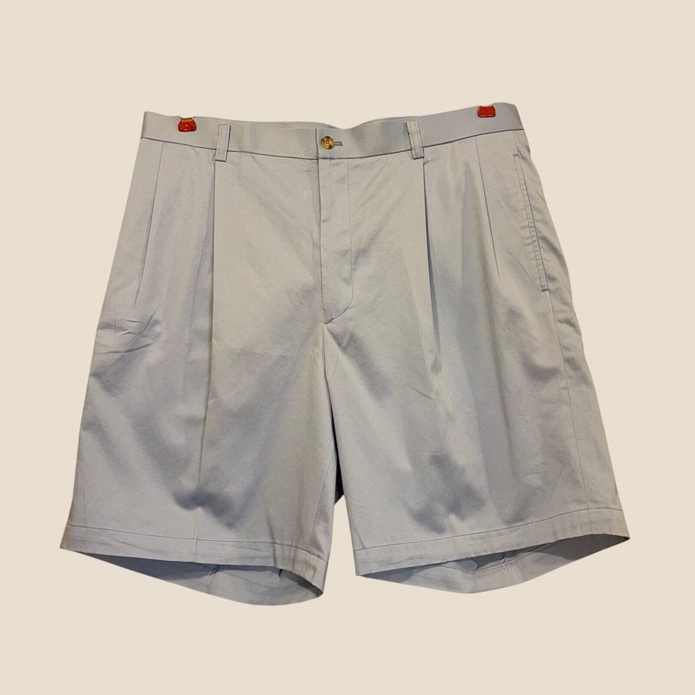 Byron Nelson Men's Golf Shorts 36 Coastal Blue 8" Inseam NWT 100% Cotton Pleated
